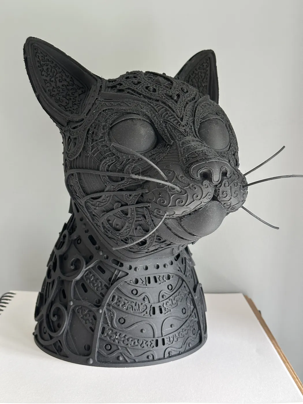 Detailed 3D printed cat sculpture